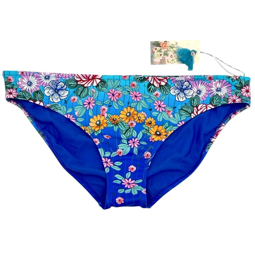 Johnny Was Blue Floral Hipster Bikini Swim Bottoms - Vibrant Boho Print Size XXL